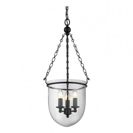 Domus-ALEXA Lantern Pendant 240V Black with Clear Glass - 3 X E14